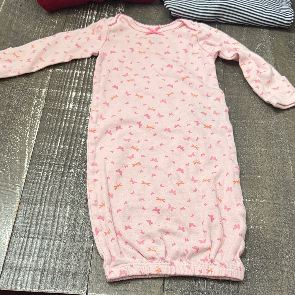 Carters newborn pink butterfly nightgown